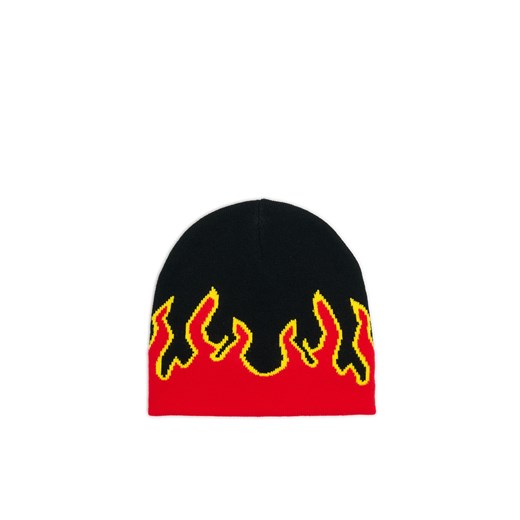 Cropp - Czapka beanie z nadrukiem płomieni - czerwony ze sklepu Cropp w kategorii Czapki zimowe męskie - zdjęcie 175533524