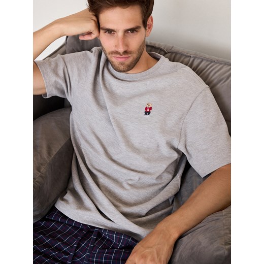 Reserved - Dwuczęściowa piżama z haftem - ciemnoszary Reserved L Reserved