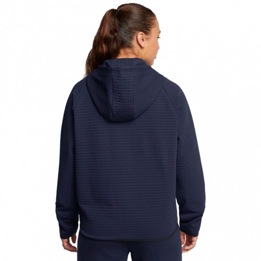Damska bluza treningowa rozpinana z kapturem Under Armour Unstoppable Flc Txt Fz - granatowa ze sklepu Sportstylestory.com w kategorii Bluzy damskie - zdjęcie 175535011