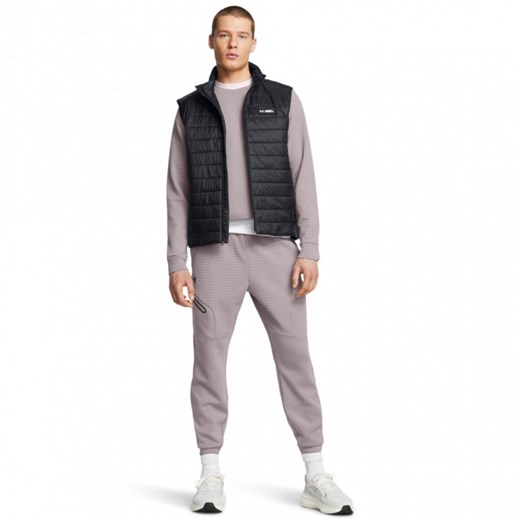 Męskie spodnie dresowe joggery Under Armour UA Unstoppable Fleece Grid - beżowe ze sklepu Sportstylestory.com w kategorii Spodnie męskie - zdjęcie 175535030