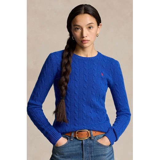 Polo Ralph Lauren sweter wełniany damski kolor fioletowy lekki 211910421 ze sklepu PRM w kategorii Swetry damskie - zdjęcie 175536720