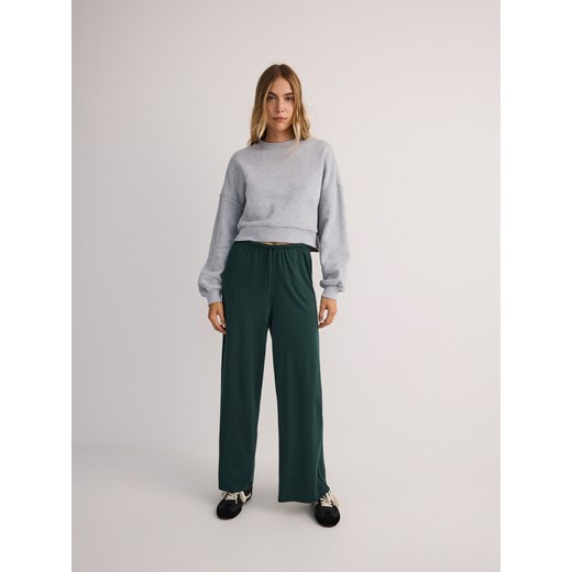 Reserved - Dzianinowe spodnie z modalem - zielony Reserved S Reserved okazja