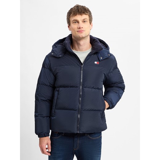 Tommy Jeans Męska kurtka puchowa Mężczyźni Sztuczne włókno granatowy jednolity ze sklepu vangraaf w kategorii Kurtki męskie - zdjęcie 175539791