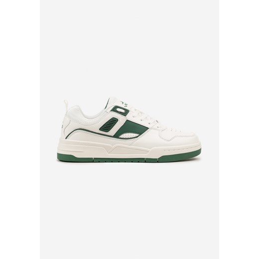 Biało-Zielone Płaskie Sznurowane Buty Sportowe Sneakersy z Geometrycznym Wzorem Eliraya ze sklepu born2be.pl w kategorii Buty sportowe męskie - zdjęcie 175540410