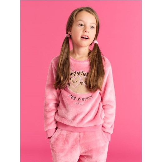 Sinsay - Bluza z futerkiem - różowy ze sklepu Sinsay w kategorii Bluzy dziewczęce - zdjęcie 175543130