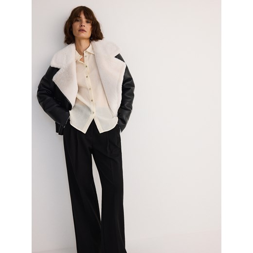 Reserved - Kurtka z kożuchem - czarny Reserved XS Reserved