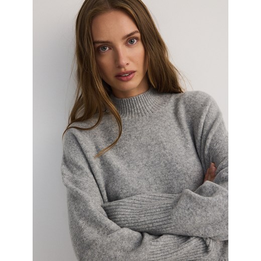 Reserved - Sweter z golfem - jasnoszary Reserved S Reserved