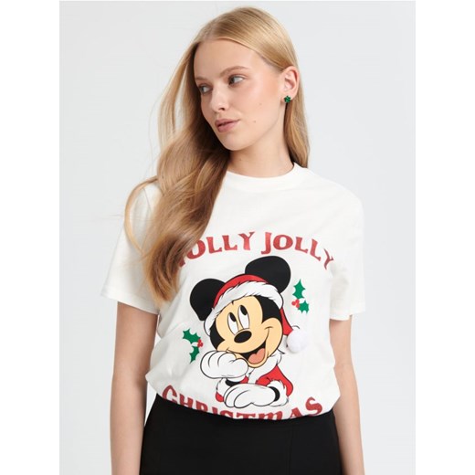 Sinsay - Koszulka Myszka Miki - kremowy ze sklepu Sinsay w kategorii Bluzki damskie - zdjęcie 175548962