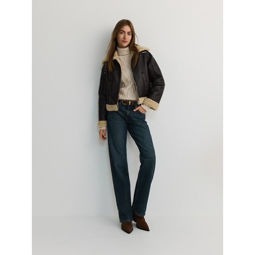 Reserved - Sweter z golfem - kremowy Reserved S Reserved