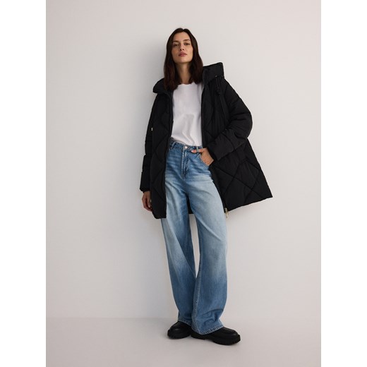 Reserved - Pikowana kurtka z kapturem - czarny Reserved S Reserved