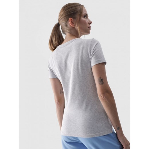 Damski t-shirt basic 4F 4FWMM00TTSHF1845 - szary ze sklepu Sportstylestory.com w kategorii Bluzki damskie - zdjęcie 175551511