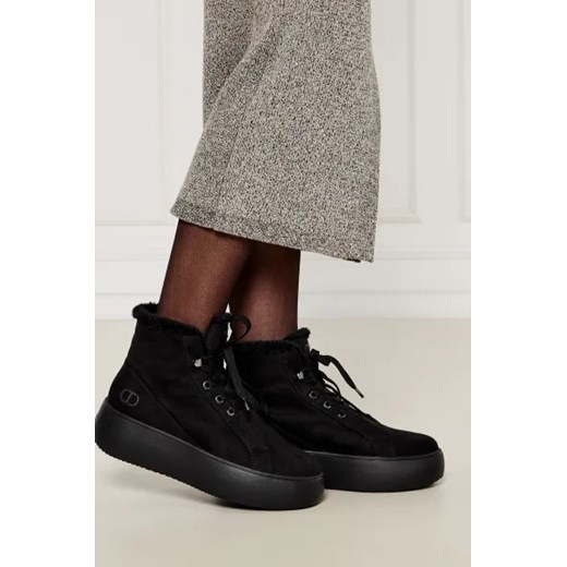 Twinset buty sportowe damskie sneakersy czarne na platformie