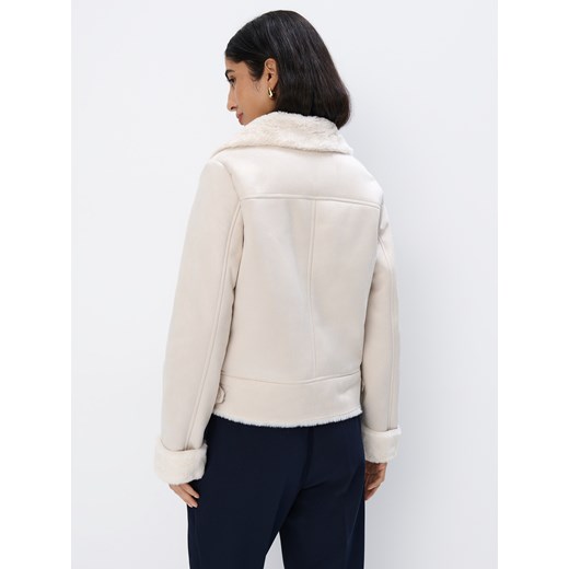 Mohito - Kremowa kurtka ze sztucznym futrem - kremowy Mohito 34 Mohito