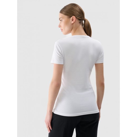 Damski t-shirt basic 4F 4FWMM00TTSHF2255 - biały ze sklepu Sportstylestory.com w kategorii Bluzki damskie - zdjęcie 175556734