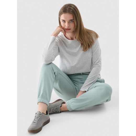 Damski longsleeve basic 4F 4FWMM00TLONF431 - szary ze sklepu Sportstylestory.com w kategorii Bluzki damskie - zdjęcie 175556922