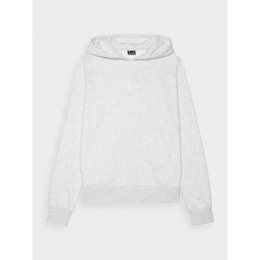 Damska bluza dresowa nierozpinana z kapturem 4F 4FWMM00TSWSF1764 - szara ze sklepu Sportstylestory.com w kategorii Bluzy damskie - zdjęcie 175556962
