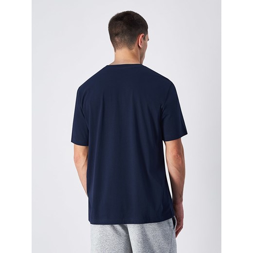 T-shirt męski Champion z krótkim rękawem niebieski z napisami
