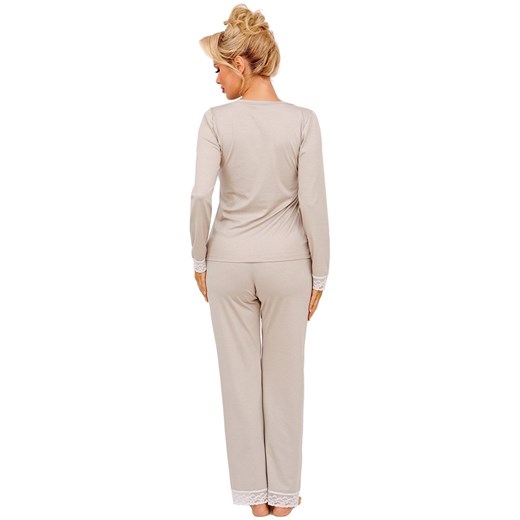 Piżama damska beżowa z długimi spodniami z koronką Simply long, Kolor beżowy, Rozmiar M, Donna ze sklepu Primodo w kategorii Piżamy damskie - zdjęcie 175566124