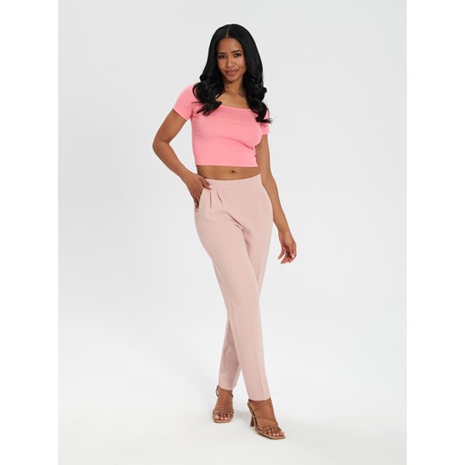 Bluzka damska różowa Sinsay z okrągłym dekoltem 