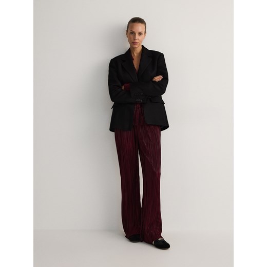 Reserved - Plisowane spodnie wide leg - kasztanowy Reserved XL Reserved