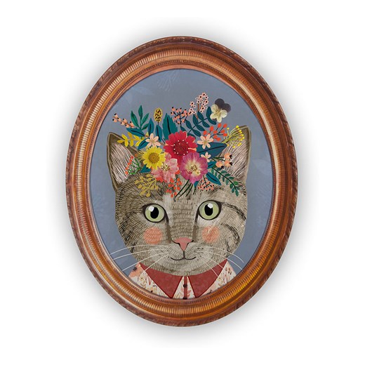 Folkifreckles Dekoracja ścienna &quot;Floral Cat&quot; - 40 x 51 cm ze sklepu Limango Polska w kategorii Przypinki - zdjęcie 175575821