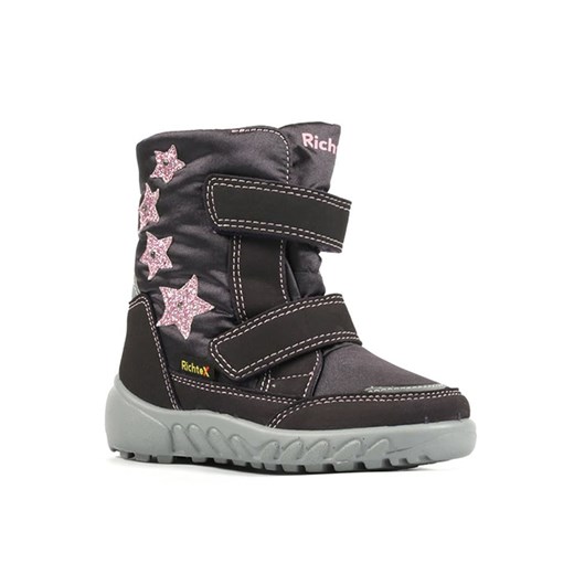 Buty zimowe dziecięce Richter czarne na zimę z tkaniny jesienne kozaki z aplikacjami  