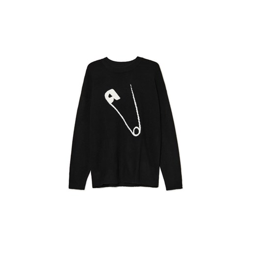 Cropp - Czarny sweter ze agrafką - czarny Cropp S Cropp