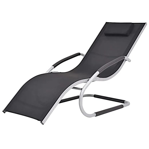 Czarny ergonomiczny leżak ogrodowy - Rami ze sklepu Edinos.pl w kategorii Leżaki ogrodowe - zdjęcie 175579860