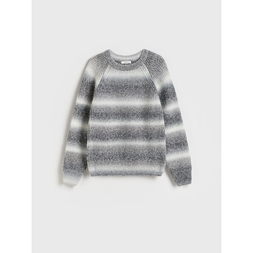Reserved - Strukturalny sweter w paski - jasnoszary Reserved 158/164 (12-13 lat) Reserved