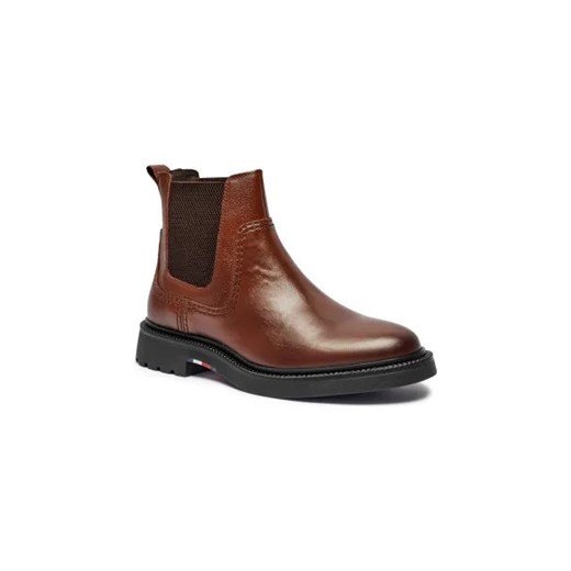 Buty zimowe męskie Tommy Hilfiger brązowe bez zapięcia z tworzywa sztucznego