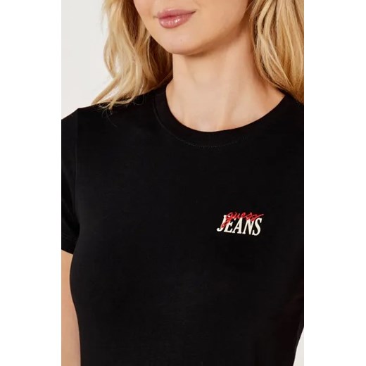 Bluzka damska Guess z okrągłym dekoltem z krótkimi rękawami casual na wiosnę 