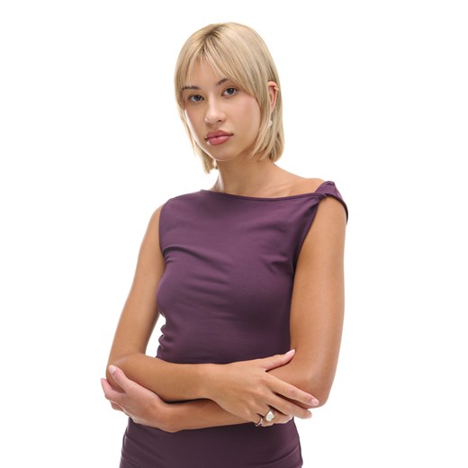 Cropp - Burgundowa sukienka maxi z marszczeniem - fioletowy Cropp XS Cropp