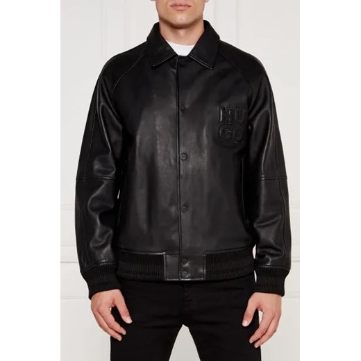 HUGO Skórzana kurtka bomber Larston | Regular Fit ze sklepu Gomez Fashion Store w kategorii Kurtki męskie - zdjęcie 175591714