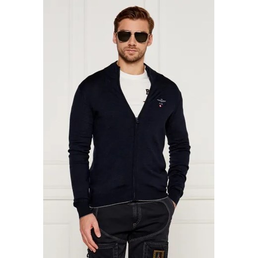 Aeronautica Militare Wełniany kardigan | Regular Fit ze sklepu Gomez Fashion Store w kategorii Swetry męskie - zdjęcie 175597913