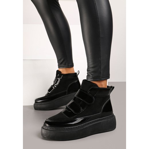 Czarne Botki w Stylu Sneakersów na Platformie z Zapięciem na Rzep Savalithe ze sklepu renee.pl w kategorii Botki - zdjęcie 175598460