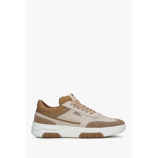 Estro: Brązowo-beżowe podwyższane sneakersy damskie ze skóry i weluru ze sklepu Estro w kategorii Buty sportowe damskie - zdjęcie 175608684