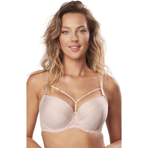 Biustonosz usztywniany z paskami cappuccino Desire, Kolor cappuccino, Rozmiar 65E, Mefemi ze sklepu Intymna w kategorii Biustonosze - zdjęcie 175611013