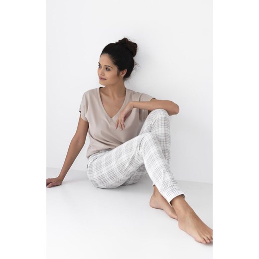 Sensis bawełniana piżama damska Lena, Kolor cappuccino-ecru, Rozmiar S, SENSIS ze sklepu Intymna w kategorii Piżamy damskie - zdjęcie 175611050