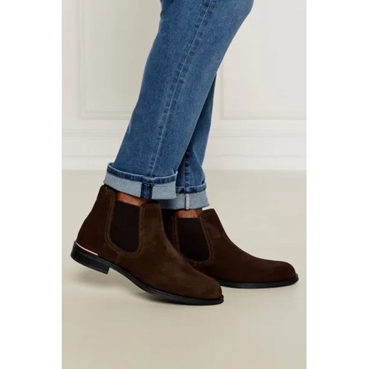 Buty zimowe męskie brązowe Tommy Hilfiger bez zapięcia eleganckie