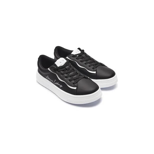 Buty sportowe damskie czarne Armani Exchange sneakersy wiązane z tworzywa sztucznego wiosenne