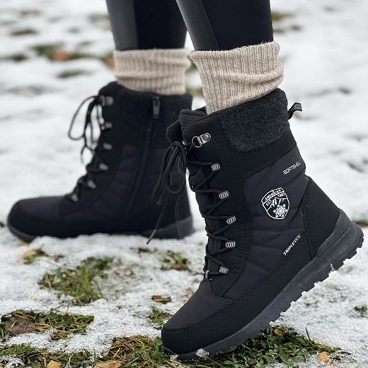 Czarne zimowe śniegowce damskie z membraną American Club Softshell Sn2 American Club 38 suzana.pl