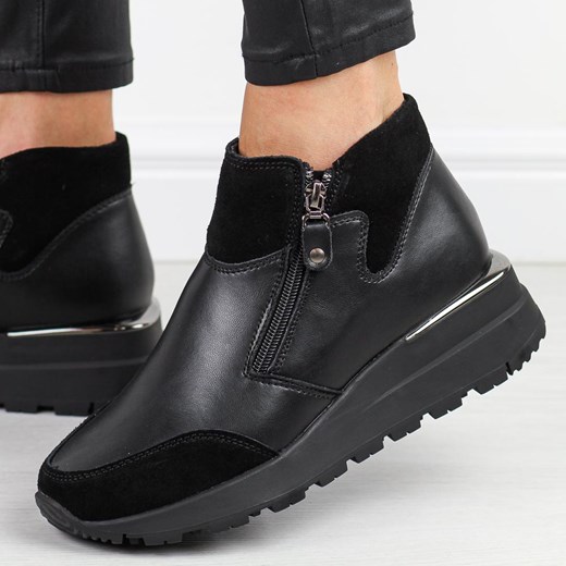 Czarne skórzane botki damskie Filippo dbt6348/24 ze sklepu suzana.pl w kategorii Botki - zdjęcie 175613030