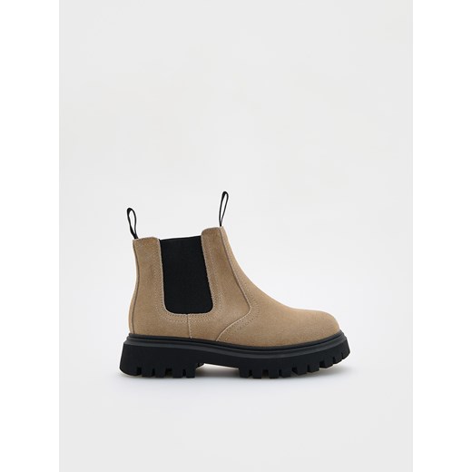 Reserved - Skórzane botki - brązowy ze sklepu Reserved w kategorii Buty zimowe dziecięce - zdjęcie 175614034