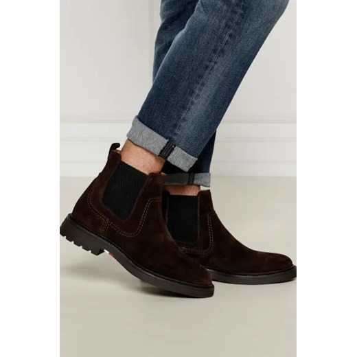 Buty zimowe męskie brązowe Tommy Hilfiger bez zapięcia tkaninowe 