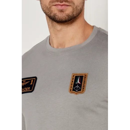 Szary t-shirt męski Aeronautica Militare z długim rękawem