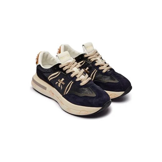 Buty sportowe damskie Premiata sneakersy granatowe skórzane