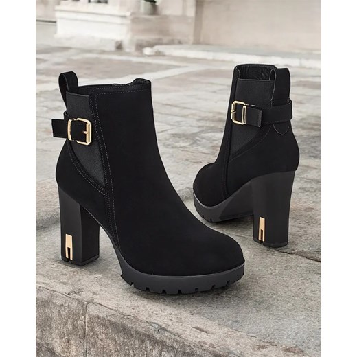 Botki Royalfashion.pl na obcasie na zamek 