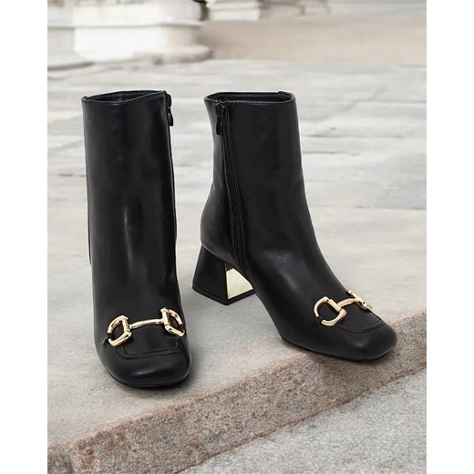 Botki czarne Royalfashion.pl bez zapięcia eleganckie 