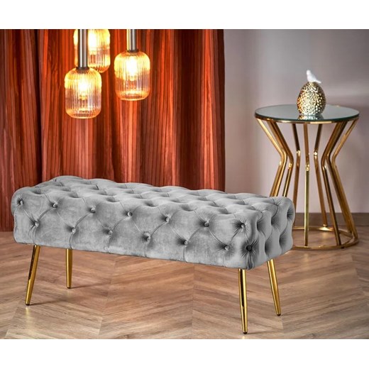 Szara pikowana ławka do przedpokoju w stylu glamour - Eliso Elior One Size Edinos.pl