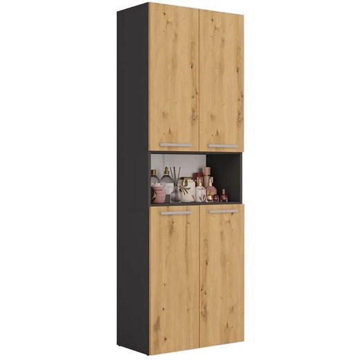 Regał do łazienki z koszami na pranie antracyt + dąb artisan Z8-B62 ze sklepu Edinos.pl w kategorii Szafki i regały łazienkowe - zdjęcie 175624443